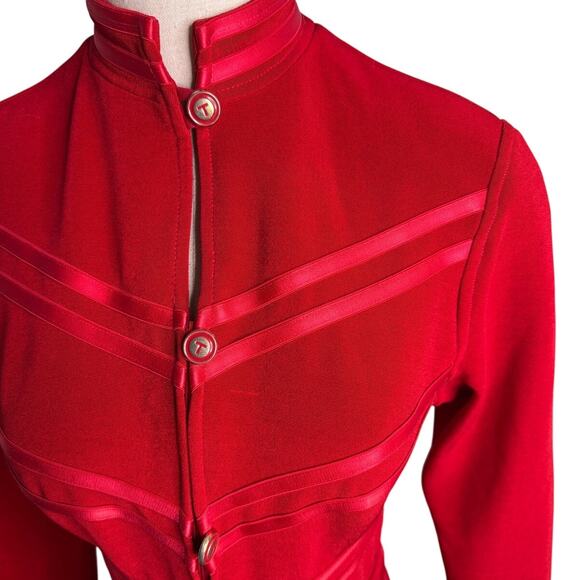 Vintage Tadashi Shoji retro future military marching band jumpsuit red size S - Picture 2 of 9